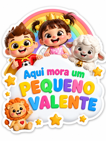 Kit Pequeno Valente e plaquinha de madeira